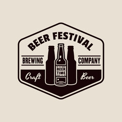 Beer vector emblem, label, badge in monochrome vintage style isolated on light background