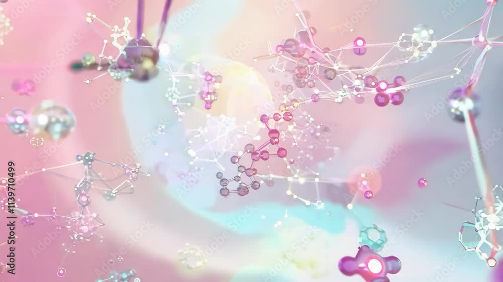 Poster abstract molecular structure background with sphere connections