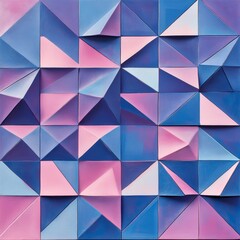 Fototapeta premium A wall of pastel blue and pink paper triangles
