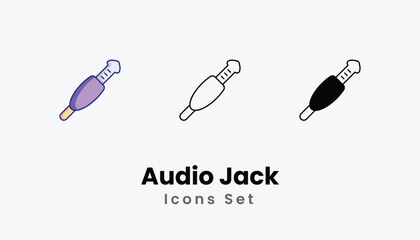 Audio Jack Icons thin line and glyph vector icon stock illustration