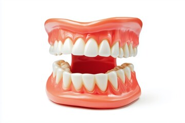 Obraz premium Smiling toy teeth isolated on white backdrop with clipping path