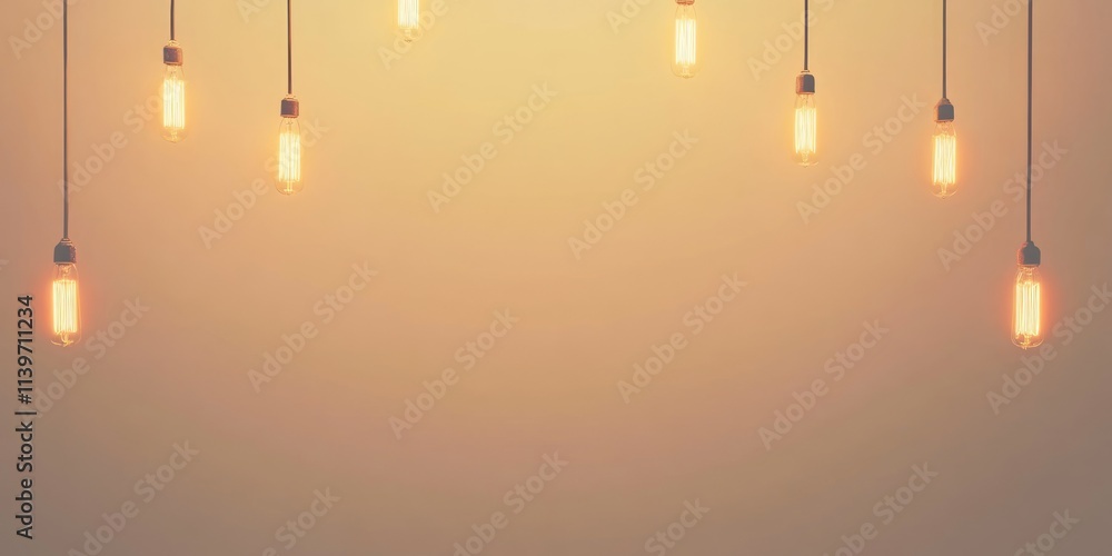 Poster creative banner design featuring light bulbs with empty contrast space for promotional use