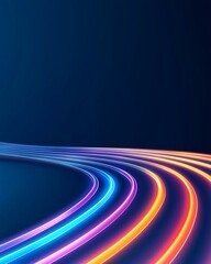 Vibrant translucent panels, rich navy background amplifying bright tones.