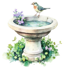 PNG Birdbaths birdbath illustration watercolor.