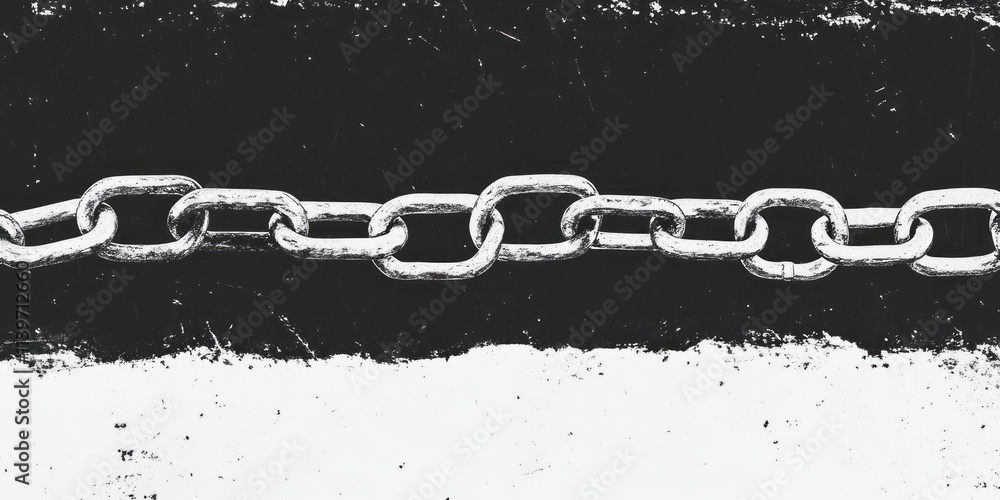 Poster Contrast banner featuring chain links framing empty space for text or graphics for various applications