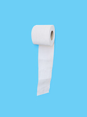 Toilet paper roll on blue background