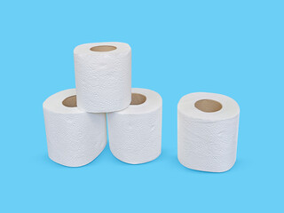Toilet paper roll on blue background