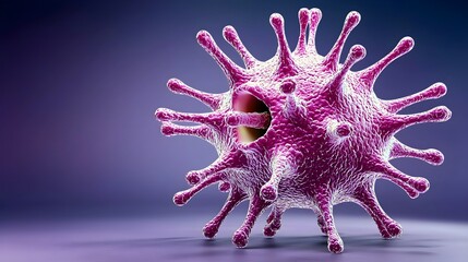 Detailed Illustration of a Vibrant Virus Structure Under Microscope