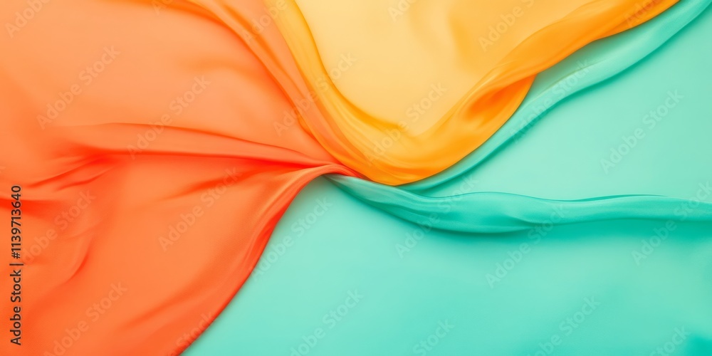 Aufkleber Brightly colored banner with silk scarves creating a vibrant and inviting atmosphere for events or gatherings