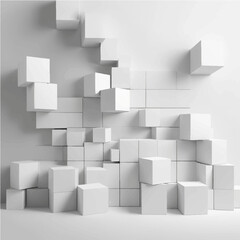 Random shifted white cube boxes block background wallpaper banner with copy space