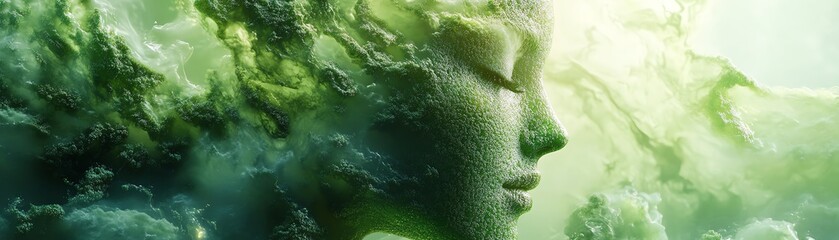 Fototapeta premium Abstract design illustrating the balance between thriving green nature and a healthy planet Earth, AIgenerated lush landscapes symbolizing harmony and sustainability