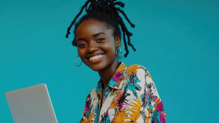 The Woman with Laptop Smile