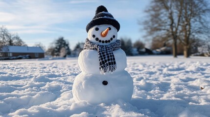 The Snowman in Winter Scene