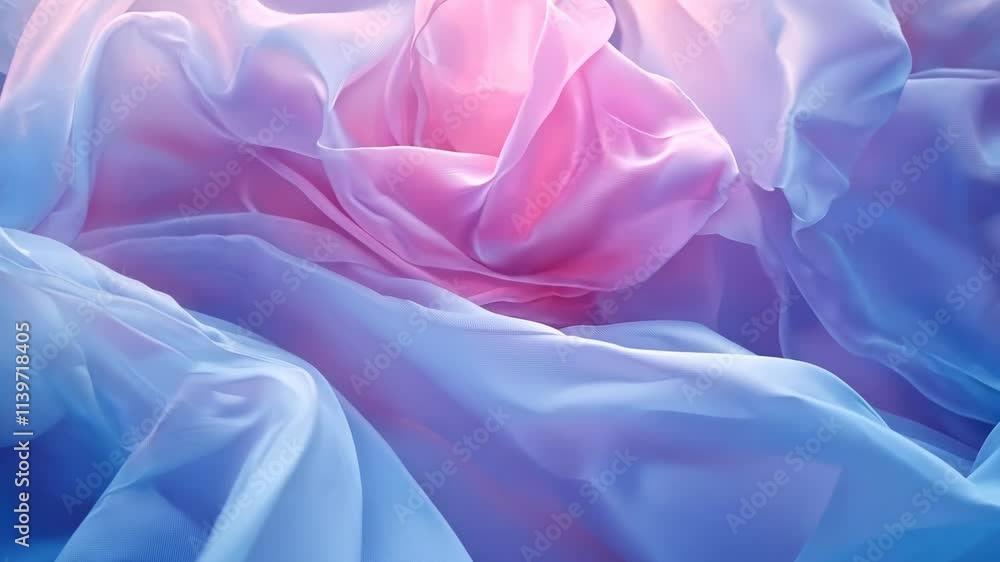 Poster soft colorful fabric folds create a serene abstract pattern in pastel tones during a quiet afternoon