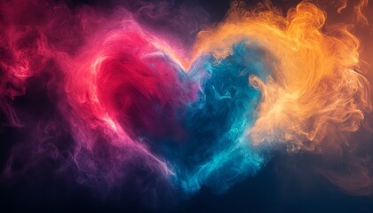 Fototapeta premium Colorful abstract heart created by generative AI, blending vibrant hues and intricate patterns, symbolizing love, passion, and artistic creativity