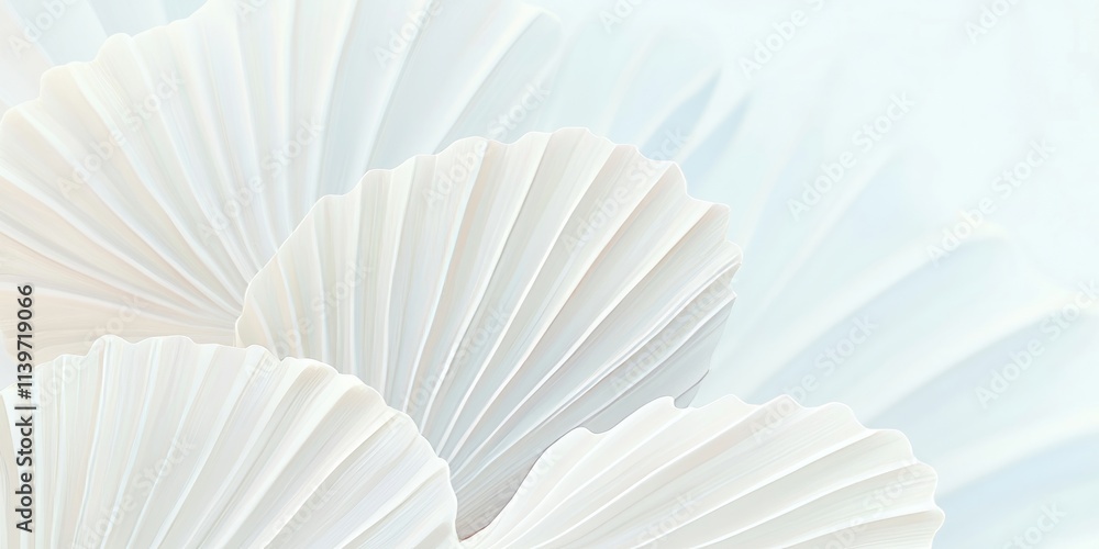 Poster Elegant seashell banner design featuring intricate carvings in a minimalist layout with contrasting empty space