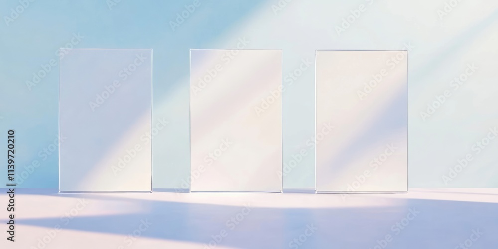 Aufkleber Empty space creates striking contrast between acrylic blocks and clean shadows in minimalistic design setup