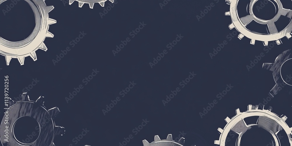 Poster banner featuring watch gears with a contrast empty space for text and clean shadows