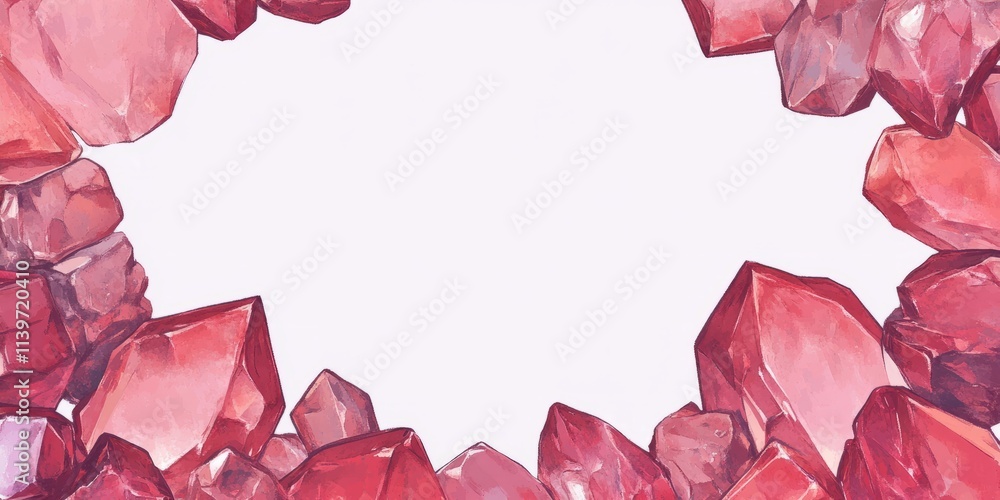 Poster Elegant banner design featuring gemstone clusters with a contrasting empty space for text or art