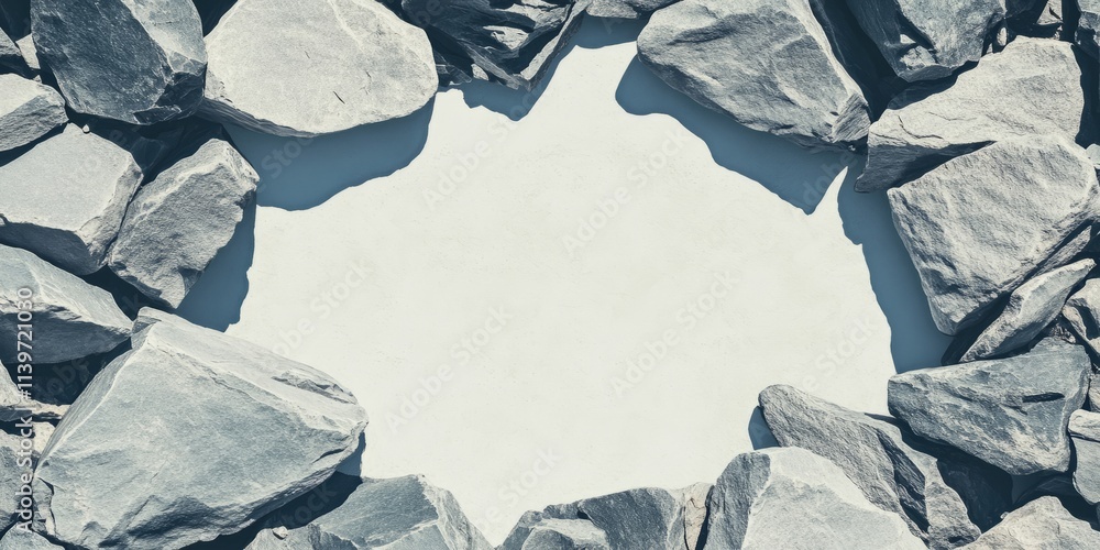 Aufkleber Banner design featuring contrasting empty space surrounded by flint rocks for creative projects