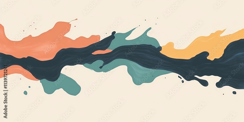 Poster Creative banner design featuring contrasting ink wells and vibrant abstract shapes with empty space
