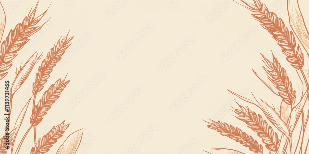 Poster Contrast banner with wheat sheaves framing an empty space suitable for text or design elements