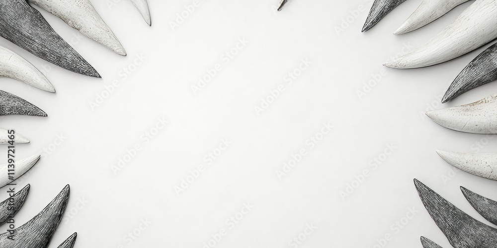 Poster Elegant banner featuring polished horn pieces with empty space for customization and clear shadows