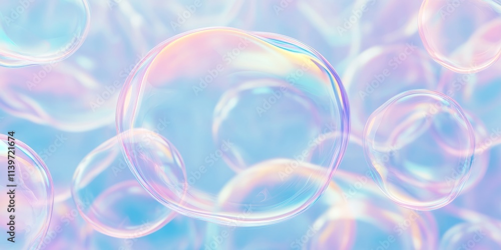 Aufkleber Colorful soap bubbles contrasted against a light background with empty space for text and design elements