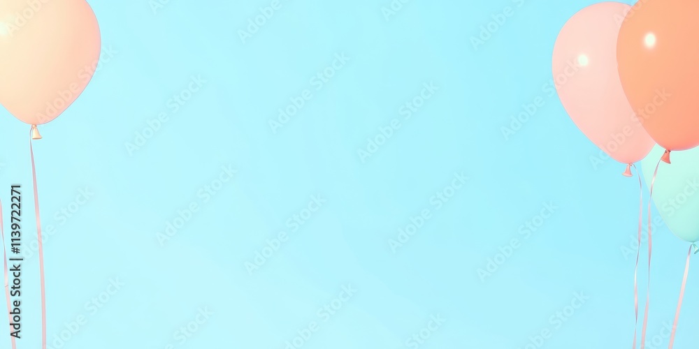 Aufkleber Decorative banner with ample empty space and balloon strings creating a festive atmosphere for celebrations
