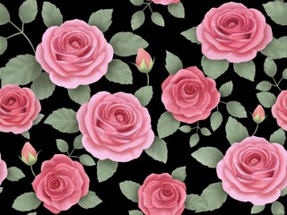 バラのシームレスパターン（ピンク）　B-6