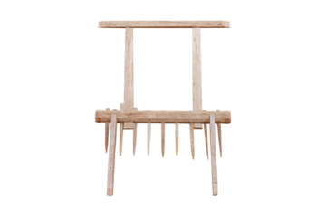 Antique wooden rake for plowing fields isolated on white