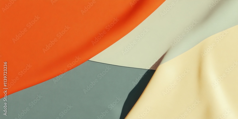 Poster creative banner design featuring fabric swatches and contrast empty space for visual impact