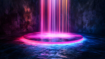 Obraz premium Neon Glowing Platform 3D Abstract Background