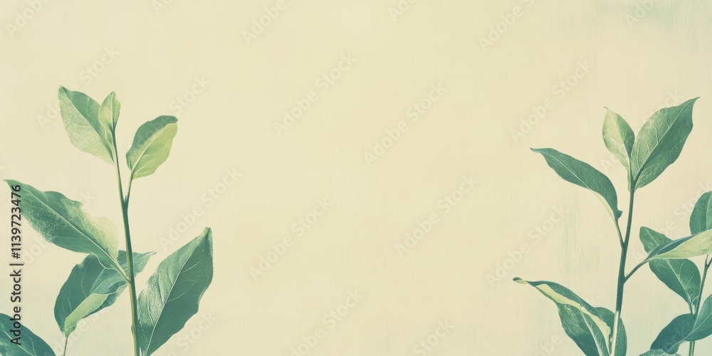 Poster contrast empty banner space framed by vibrant seedlings on a clean background