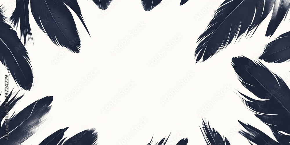 Poster elegant banner design featuring feather quills framing a blank space for personalized messages or cr