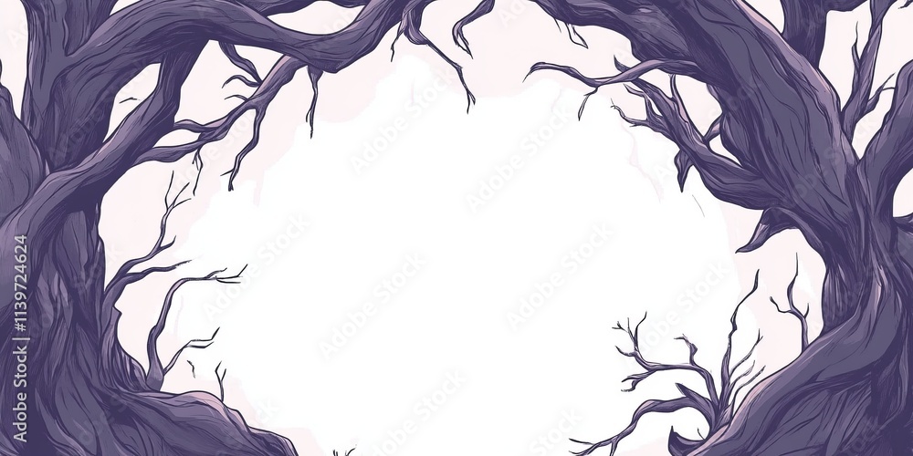 Poster Twisted vines frame an empty space in a contrasting banner design with subtle shadows for creative use