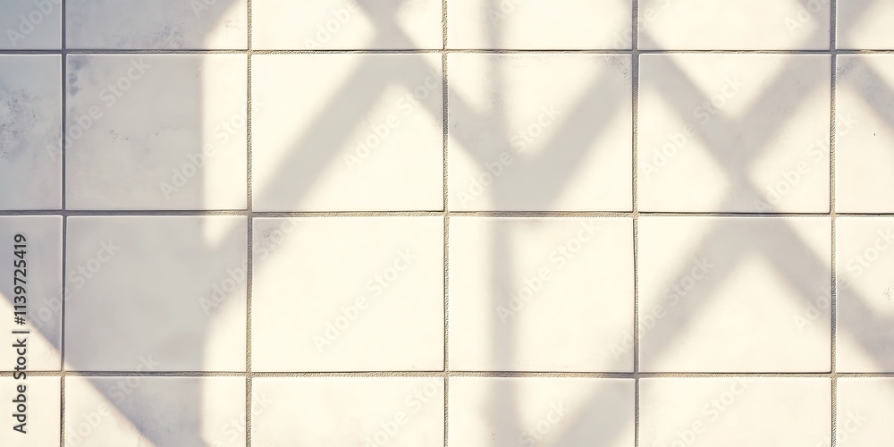 Poster Modern tile banner with clean shadows and empty space for design elements in a minimalist style