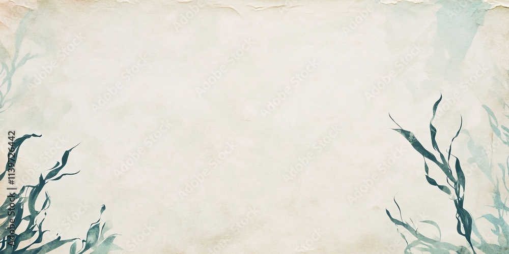 Poster Contrast banner with empty space surrounded by dried seaweed and clean shadows for creative projects