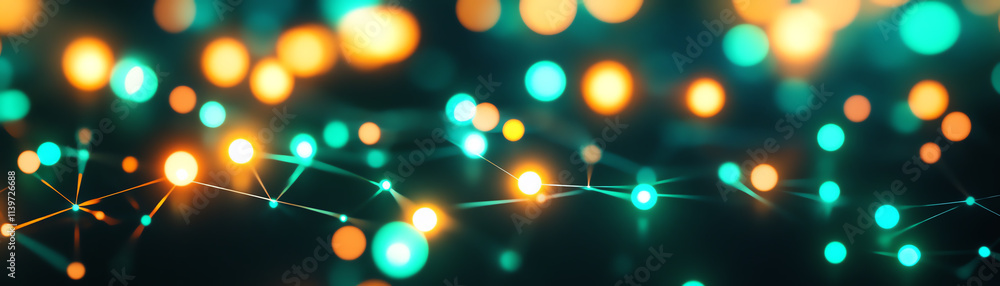 Poster beautiful abstract light patterns in vibrant colors showcasing digital connectivity.