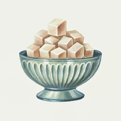 Illustration of pudding cubes in a bowl