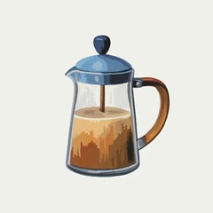 Illustration of a coffee French press