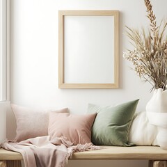 Stylish Mockup of Empty Frame with Cozy Decor Elements