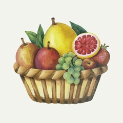 Illustration of fruits in a basket
