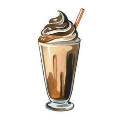 Illustration of a cup of coffee with ice cream