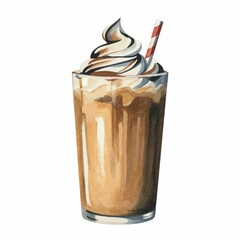 Illustration of a cup of coffee liqueur with cream