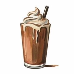 Illustration of a cup of coffee liqueur with cream