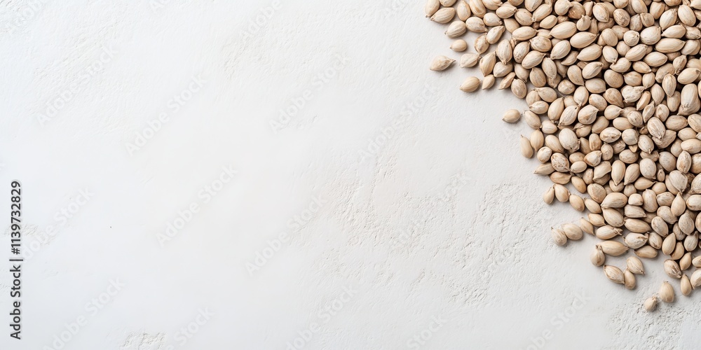 Aufkleber Drifting seeds create a serene contrast against a clean background highlighting their natural texture and simplicity