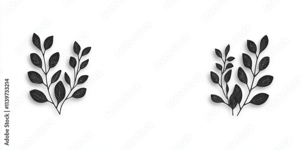 Poster Vine wreaths frame a contrast empty space for creative design or announcements in a minimalistic style