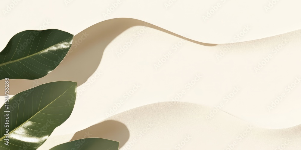 Poster Elegant banner with contrasting empty space and metallic leaf accents for modern design use