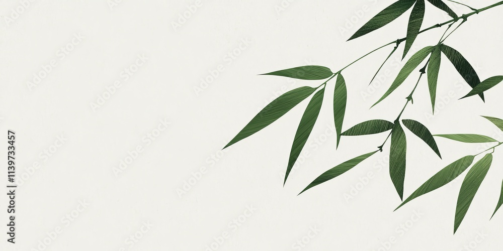 Poster bamboo carvings and contrast empty space create a serene atmosphere for creative expression